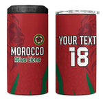 Custom Morocco Football 4 in 1 Can Cooler Tumbler Atlas Lions Road To Champion - African Pride