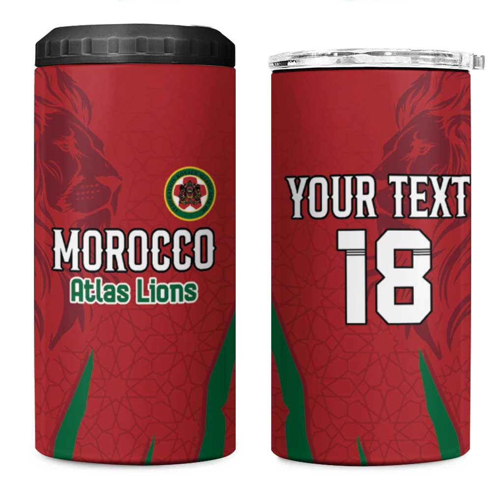Custom Morocco Football 4 in 1 Can Cooler Tumbler Atlas Lions Road To Champion - African Pride