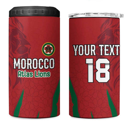 Custom Morocco Football 4 in 1 Can Cooler Tumbler Atlas Lions Road To Champion - African Pride
