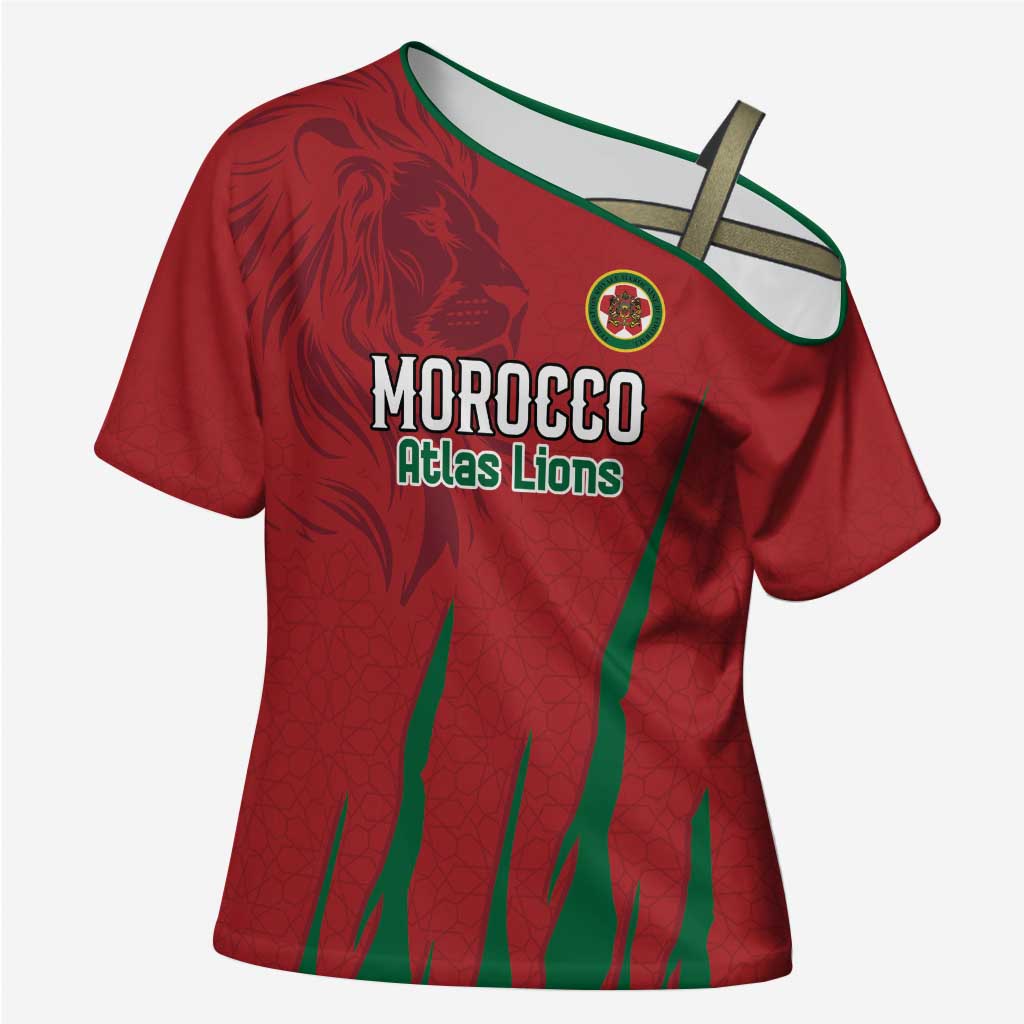 Custom Morocco Football Cross Shoulder Shirt Atlas Lions Road To Champion