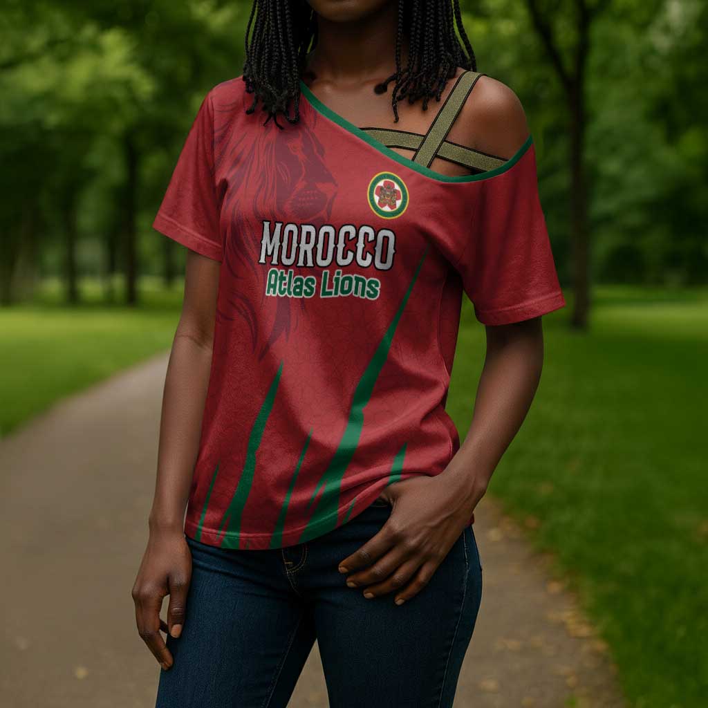 Custom Morocco Football Cross Shoulder Shirt Atlas Lions Road To Champion