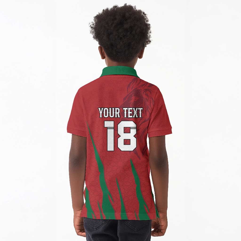 Custom Morocco Football Kid Polo Shirt Atlas Lions Road To Champion - African Pride