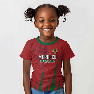 Custom Morocco Football Kid T shirt Atlas Lions Road To Champion - African Pride