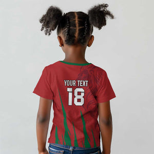 Custom Morocco Football Kid T shirt Atlas Lions Road To Champion - African Pride