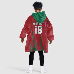 Custom Morocco Football Kid Wearable Blanket Hoodie Atlas Lions Road To Champion - African Pride