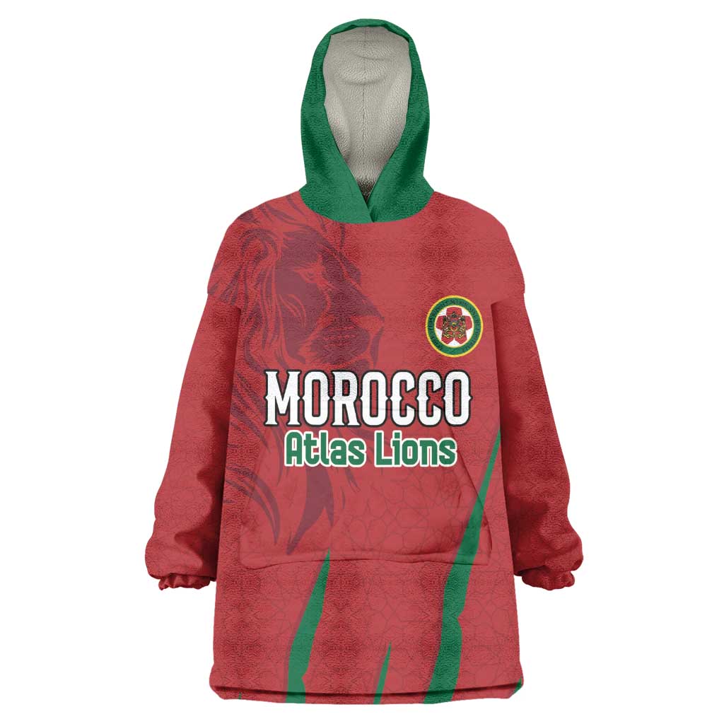 Custom Morocco Football Kid Wearable Blanket Hoodie Atlas Lions Road To Champion