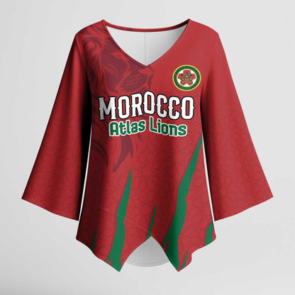 Custom Morocco Football Kimono Sleeve Blouse Atlas Lions Road To Champion