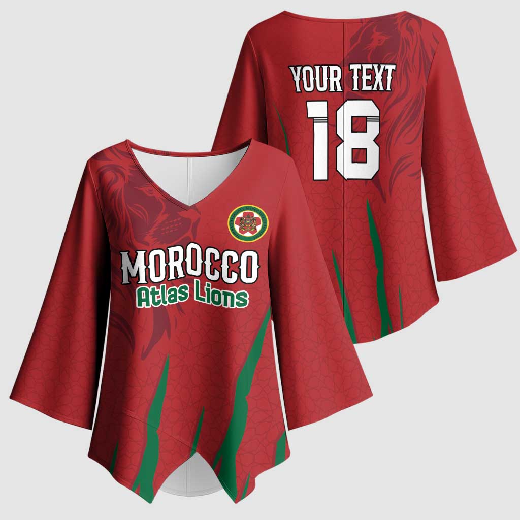 Custom Morocco Football Kimono Sleeve Blouse Atlas Lions Road To Champion