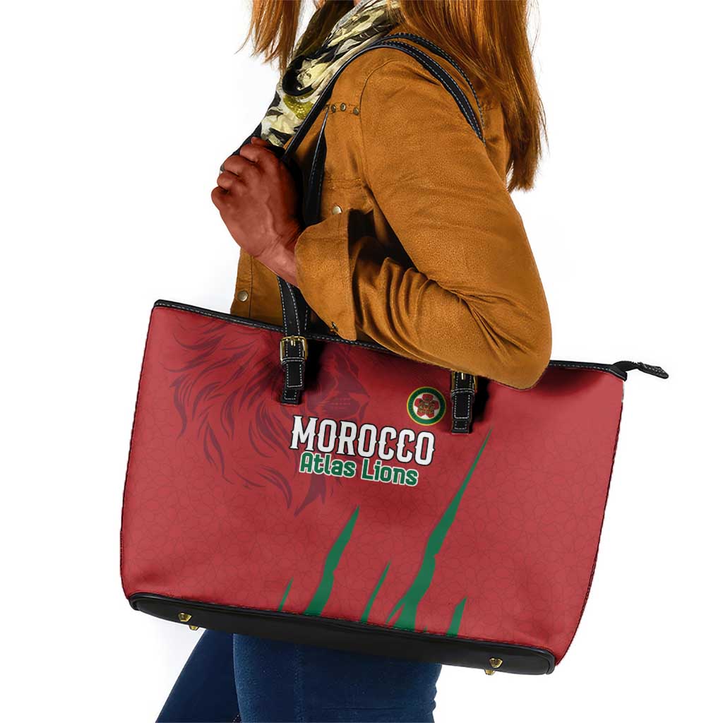 Morocco Football Leather Tote Bag Atlas Lions Road To Champion - African Pride