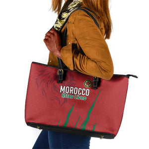 Morocco Football Leather Tote Bag Atlas Lions Road To Champion - African Pride