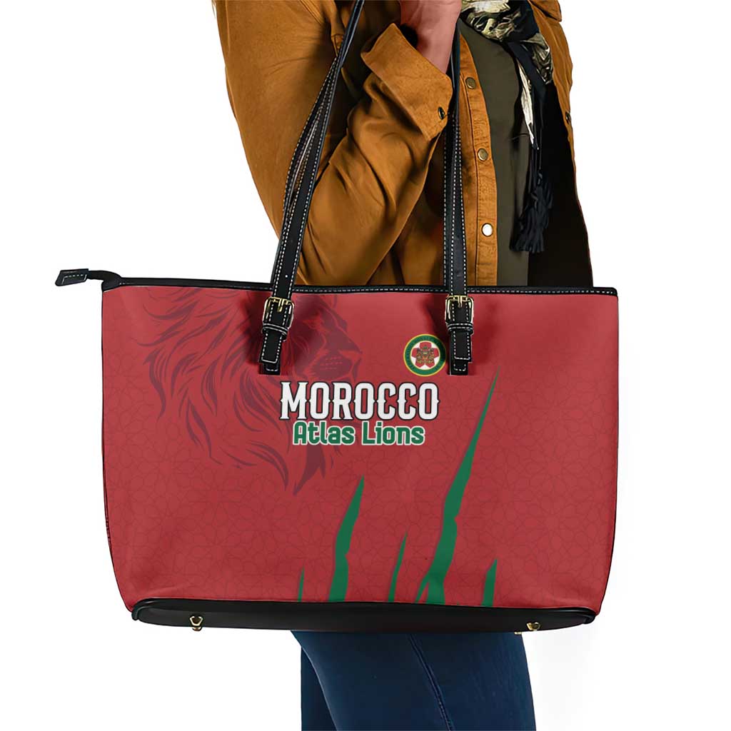 Morocco Football Leather Tote Bag Atlas Lions Road To Champion - African Pride
