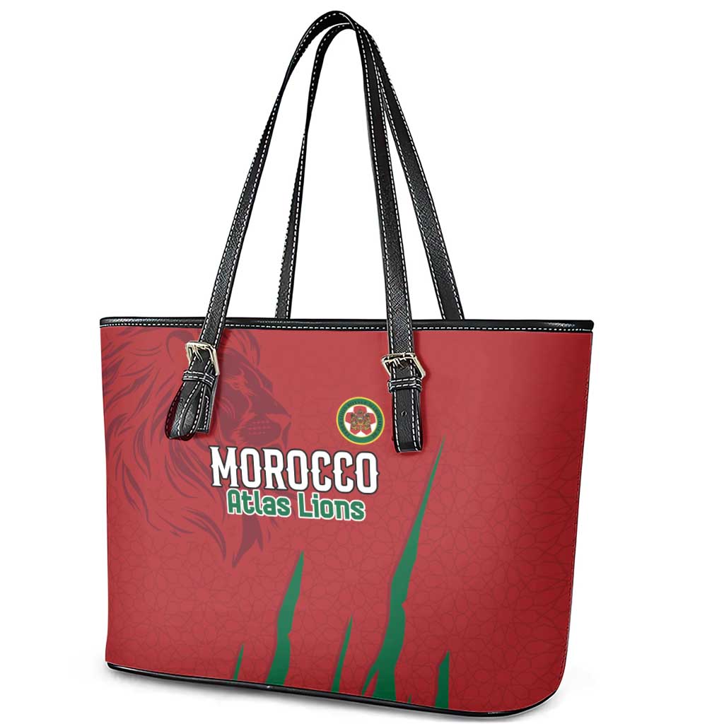 Morocco Football Leather Tote Bag Atlas Lions Road To Champion - African Pride