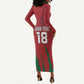 Custom Morocco Football Long Sleeve Bodycon Dress Atlas Lions Road To Champion - African Pride