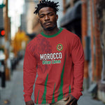 Custom Morocco Football Long Sleeve Shirt Atlas Lions Road To Champion - African Pride