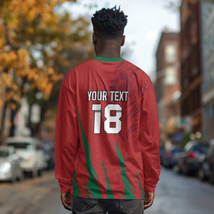 Custom Morocco Football Long Sleeve Shirt Atlas Lions Road To Champion - African Pride