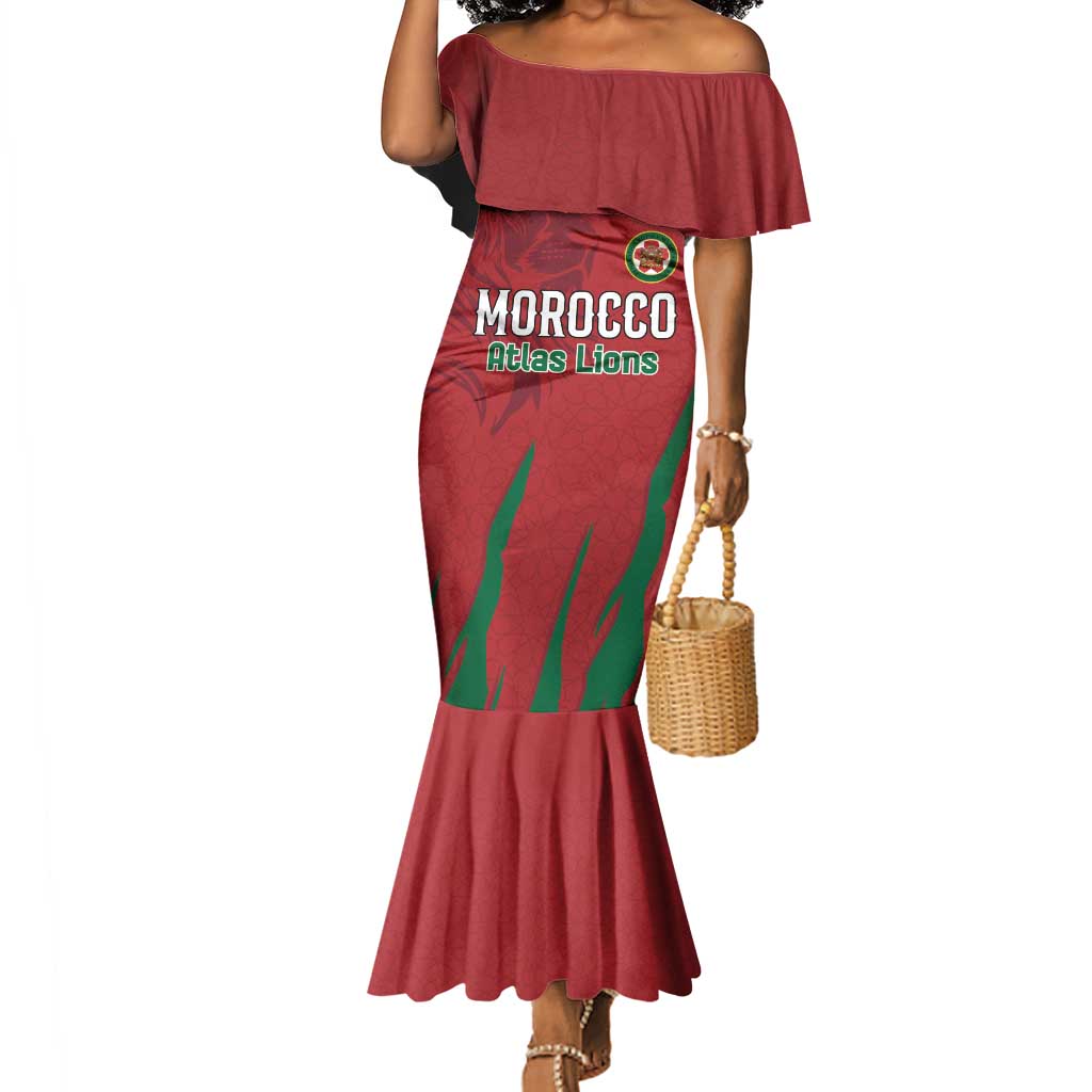 Custom Morocco Football Mermaid Dress Atlas Lions Road To Champion - African Pride