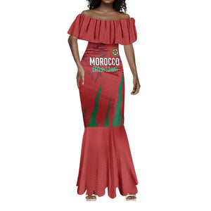 Custom Morocco Football Mermaid Dress Atlas Lions Road To Champion - African Pride