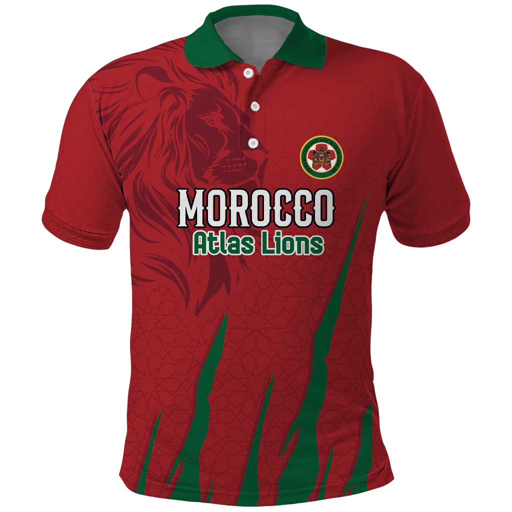 Custom Morocco Football Polo Shirt Atlas Lions Road To Champion - African Pride