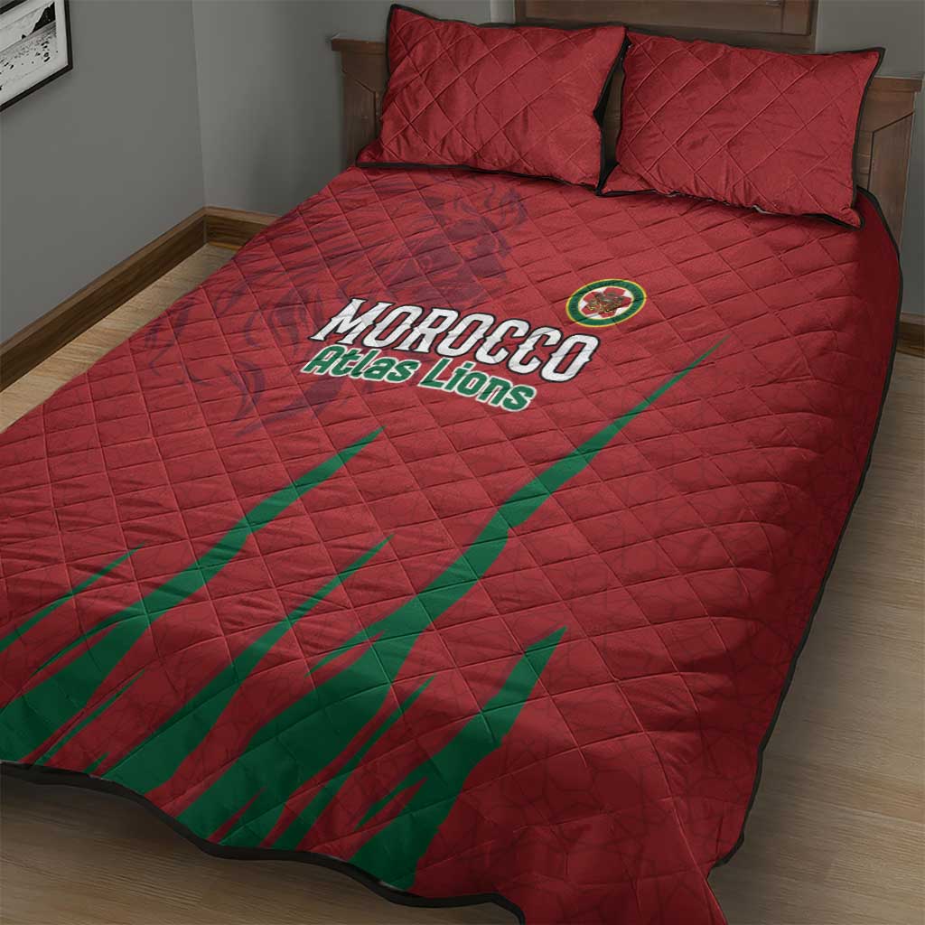 Morocco Football Quilt Bed Set Atlas Lions Road To Champion - African Pride