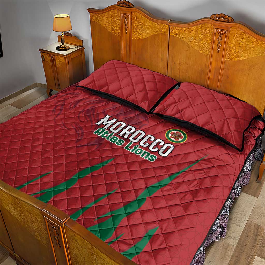 Morocco Football Quilt Bed Set Atlas Lions Road To Champion - African Pride