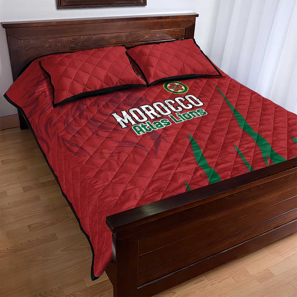 Morocco Football Quilt Bed Set Atlas Lions Road To Champion - African Pride