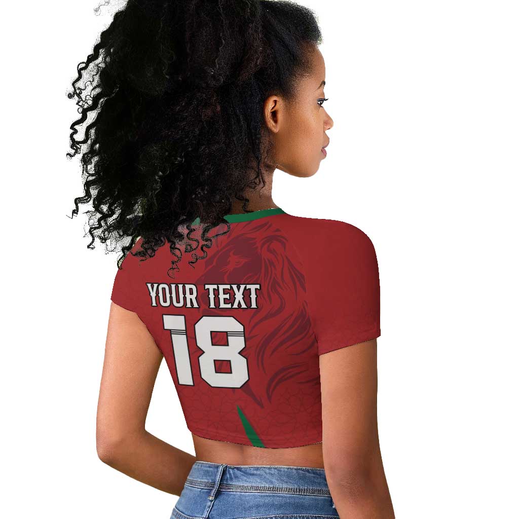 Custom Morocco Football Raglan Cropped T shirt Atlas Lions Road To Champion - African Pride