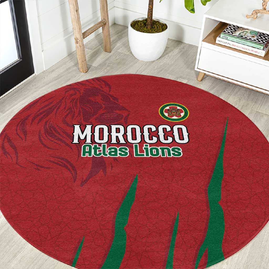 Morocco Football Round Carpet Atlas Lions Road To Champion - African Pride