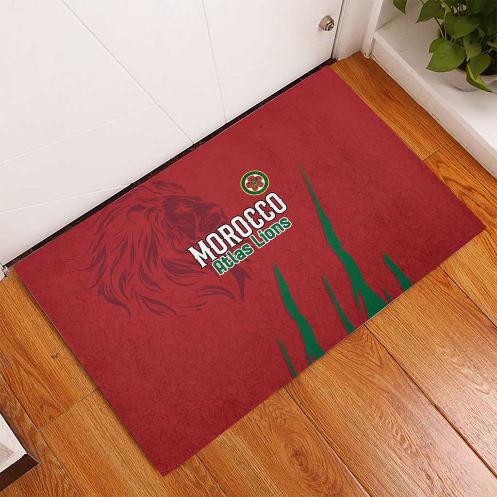 Morocco Football Rubber Doormat Atlas Lions Road To Champion - African Pride