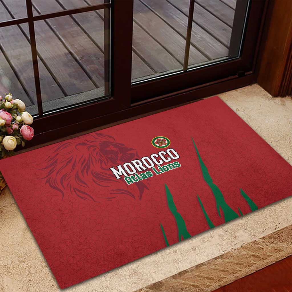 Morocco Football Rubber Doormat Atlas Lions Road To Champion - African Pride