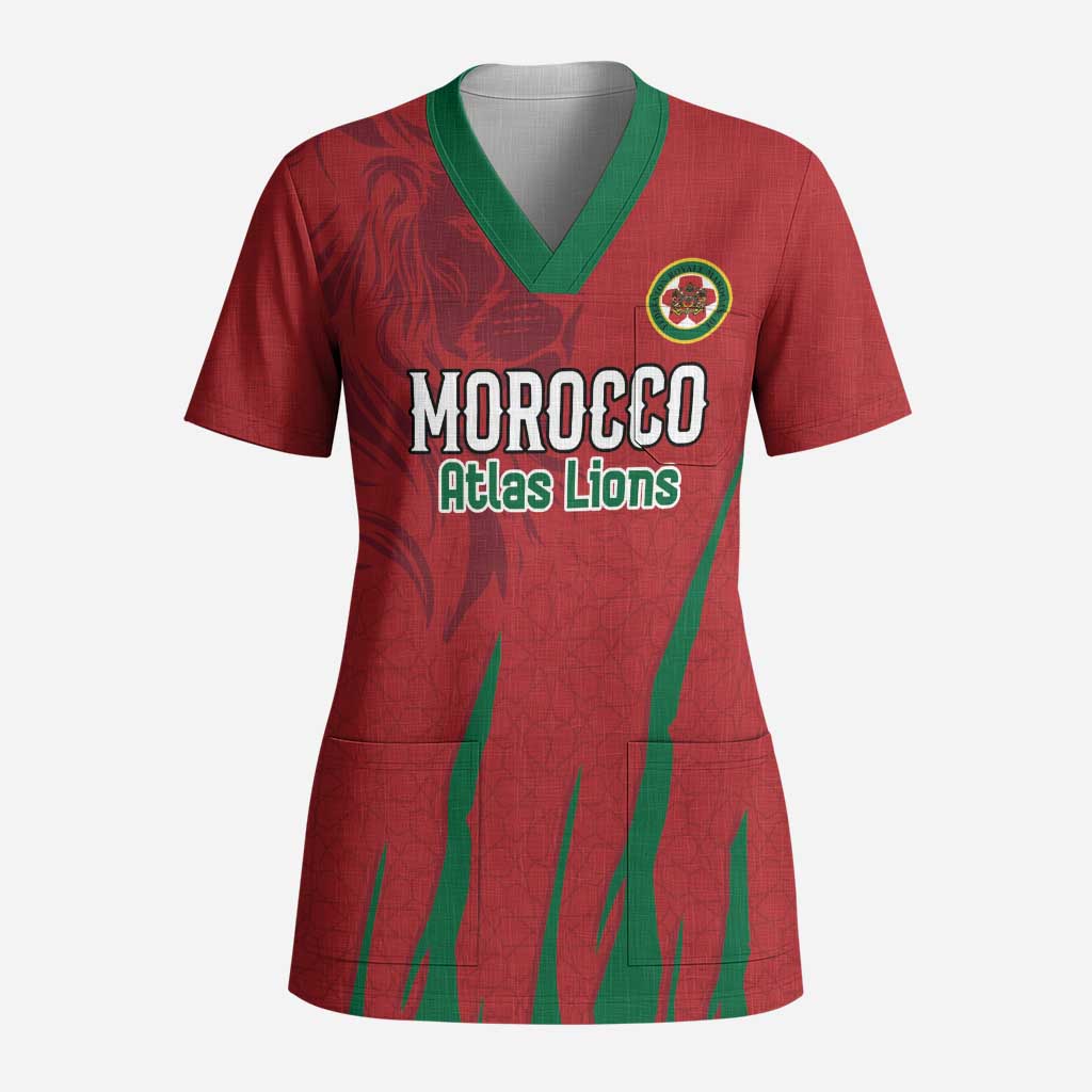 Custom Morocco Football Scrub Top Atlas Lions Road To Champion - African Pride