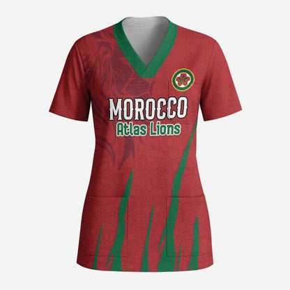 Custom Morocco Football Scrub Top Atlas Lions Road To Champion - African Pride