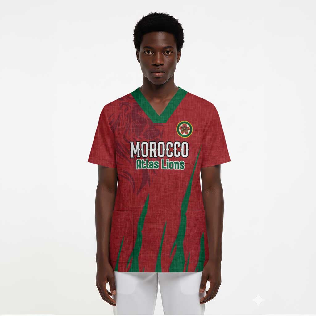 Custom Morocco Football Scrub Top Atlas Lions Road To Champion - African Pride