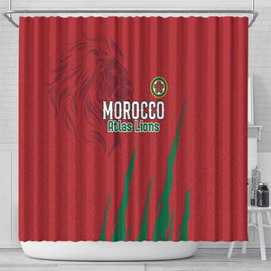 Morocco Football Shower Curtain Atlas Lions Road To Champion - African Pride