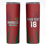 Custom Morocco Football Skinny Tumbler Atlas Lions Road To Champion - African Pride