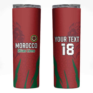 Custom Morocco Football Skinny Tumbler Atlas Lions Road To Champion - African Pride