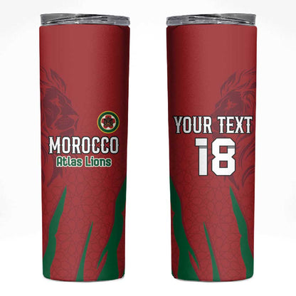 Custom Morocco Football Skinny Tumbler Atlas Lions Road To Champion - African Pride