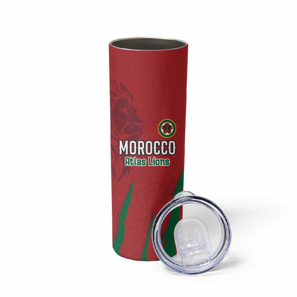 Custom Morocco Football Skinny Tumbler Atlas Lions Road To Champion - African Pride