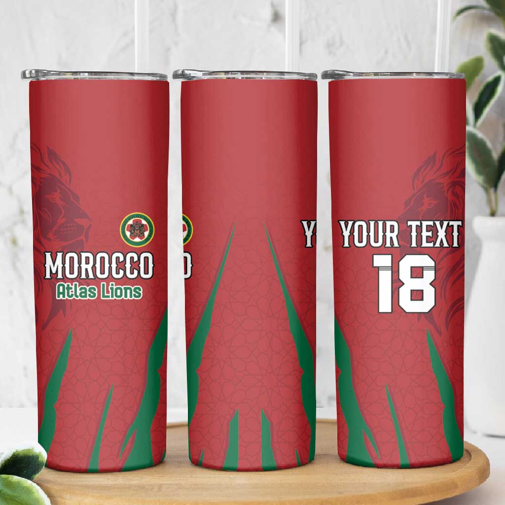 Custom Morocco Football Skinny Tumbler Atlas Lions Road To Champion - African Pride