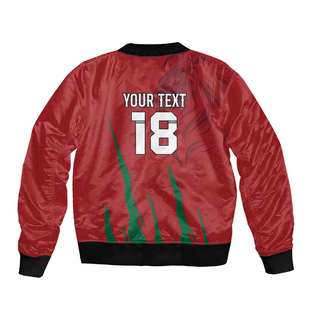 Custom Morocco Football Sleeve Zip Bomber Jacket Atlas Lions Road To Champion