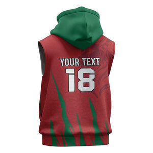 Custom Morocco Football Sleeveless Hoodie Atlas Lions Road To Champion - African Pride