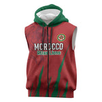 Custom Morocco Football Sleeveless Zip Hoodie Atlas Lions Road To Champion - African Pride