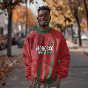 Custom Morocco Football Sweatshirt Atlas Lions Road To Champion - African Pride