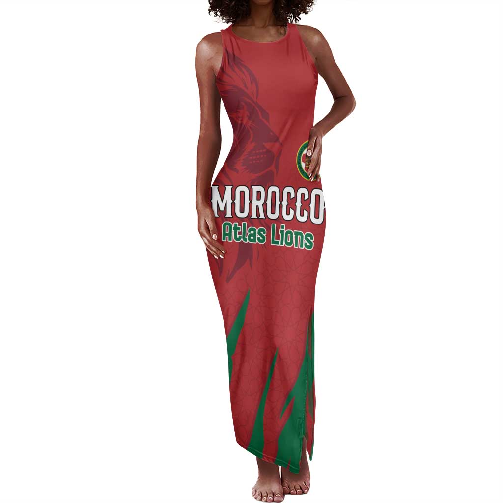 Custom Morocco Football Tank Maxi Dress Atlas Lions Road To Champion - African Pride