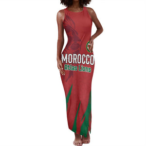Custom Morocco Football Tank Maxi Dress Atlas Lions Road To Champion - African Pride