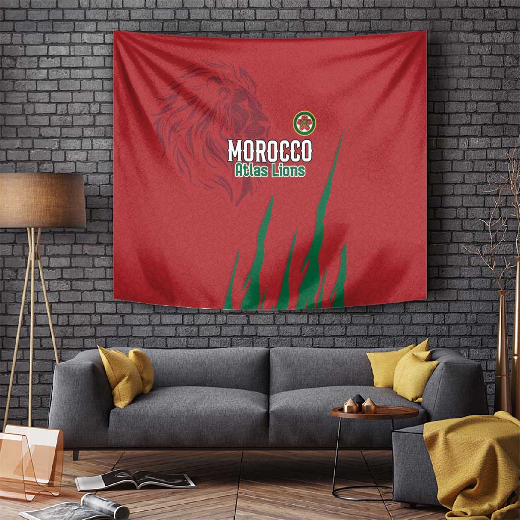 Morocco Football Tapestry Atlas Lions Road To Champion - African Pride