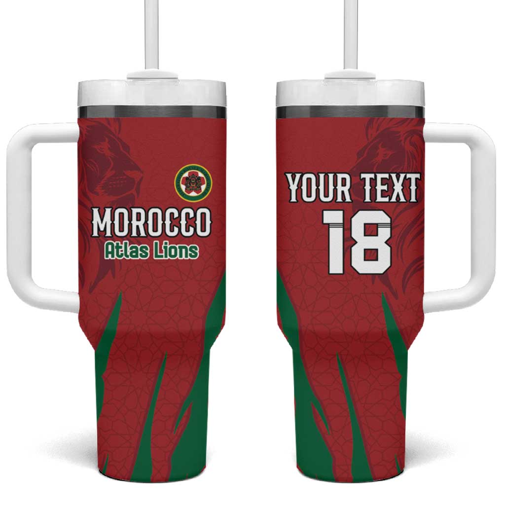 Custom Morocco Football Tumbler With Handle Atlas Lions Road To Champion - African Pride