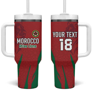 Custom Morocco Football Tumbler With Handle Atlas Lions Road To Champion - African Pride