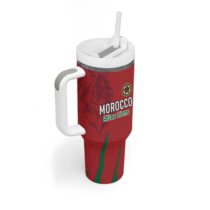 Custom Morocco Football Tumbler With Handle Atlas Lions Road To Champion - African Pride