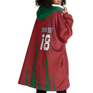 Custom Morocco Football Wearable Blanket Hoodie Atlas Lions Road To Champion - African Pride