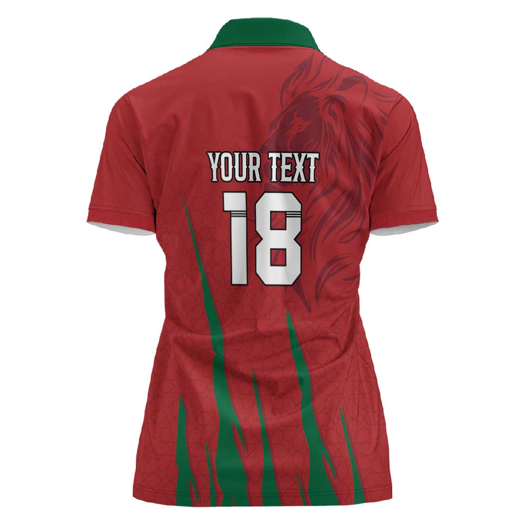 Custom Morocco Football Women Polo Shirt Atlas Lions Road To Champion - African Pride